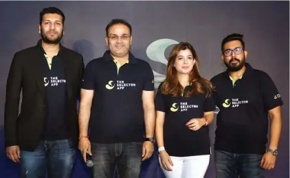  ??  ?? Cricket legend Virender Sehwag (second from left) at the launch of the app in the capital