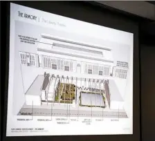  ??  ?? Brinton Motheral presents his proposal, which would include a movie theater, an ice skating rink and condos, during a meeting for the Alfred E. Hunt Armory.