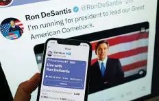  ?? AFP ?? Ron DeSantis seeks to court supporters through newer, online social media platforms seen as friendly to conservati­ves.