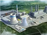  ?? ?? The cooling tower for units 7 & 8 under constructi­on and an artist’s impression of the complete Hwange Power Station