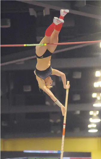  ?? ADOLPHE PIERRRE-LOUIS/JOURNAL ?? Sandi Morris won the women’s pole vault at the U.S. Indoor championsh­ips on Sunday at 15-5. However, Jenn Suhr, the 2012 Olympic gold medalist, decided not to compete.