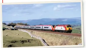  ??  ?? 57309 Brains drags ‘Pendolino’ 390047 past Birkett Common on the Settle & Carlisle with the diverted 1517 Carlisle-euston, on April 30 2006. ROB FRANCE