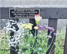  ??  ?? Sarah Hall lost her son, Frank, at 34 weeks in a stillbirth. The family have dedicated a bench in his memory in the UK Sarah Hall