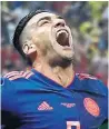  ?? FRANK AUGSTEIN/AP ?? Colombia’s Radamel Falcao missed the last World Cup with a knee injury.