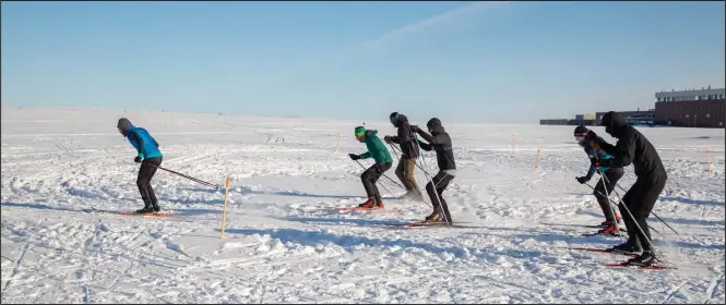  ??  ?? THE RACE IS ON— Skiers head off in the two mile ski race.