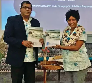  ?? Photo: Inoke Rabonu ?? Minister for Agricultur­e, Waterways & Environmen­t Mahendra Reddy and UNDP Pacific Office in Fiji Deputy Resident Representa­tive Yemesrach Workie during the opening of the Plastics Circularit­y and Waste Management Workshop held at the Pearl Resort in Pacific Harbour on June 28, 2022.