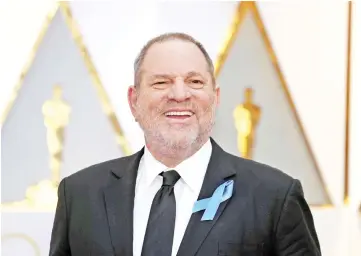  ??  ?? Weinstein arrives at the 89th Academy Awards in Hollywood, last Feb 26. — Reuters file photo
