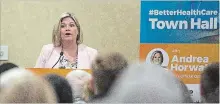  ?? BOB TYMCZYSZYN TORSTAR ?? NDP Leader Horwath was critical of the Ontario government’s handling of health care funding at an event in St. Catharines Thursday.