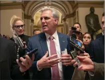  ?? J. SCOTT APPLEWHITE — THE ASSOCIATED PRESS ?? House Minority Leader Kevin McCarthy, R-Calif. in 2018. McCarthy is rumored to be putting together a GOP national agenda.