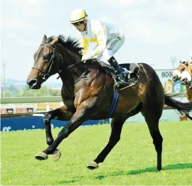  ?? Picture: JC Photograph­ics. ?? BIG EASY: Bold Eagle and jockey Anthony Delpech win the Storm Bird Stakes with ease at Turffontei­n on Saturday.