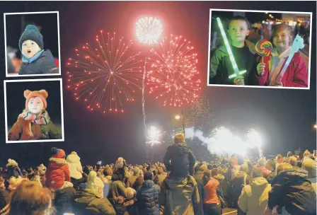  ??  ?? Crowds at Seaham fireworks. Inset right, Ashton and sister Brogan Knights.