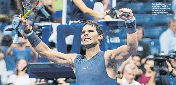 ?? FOTO: EFE ?? Rafa Nadal derrotó en tres sets a Vasek Pospisil en partido de segunda ronda del Open USA. El nº 1 mundial y campeón se exhibió