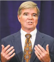  ?? Michael Conroy / Associated Press ?? NCAA president Mark Emmert talks about discussion­s with university administra­tors and coaches during a presidenti­al retreat Tuesday in Indianapol­is.