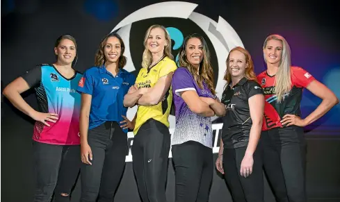  ?? PHOTOSPORT ?? National championsh­ip captains, from left, Te Huinga Reo Selby-Rickit (Steel), Phoenix Karaka (Mystics), Katrina Rore (Pulse), Grace Kara (Stars), Samantha Winders (Magic) and Jane Watson (Tactix) pose at last week’s season launch in Auckland.