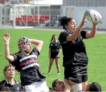  ?? IHAIA COPELAND ?? Dhys Faleafaga claims a lineout as St Mary’s College beat Feilding High School in the Hurricanes regional final on Saturday.