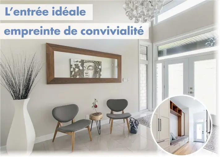  ?? Crédits : Armoires AD Plus ?? Des éléments de décor (chaises, table, tapis, miroir, jarre et lustre) révèlent ici l’attrait des propriétai­res pour l’élégance.