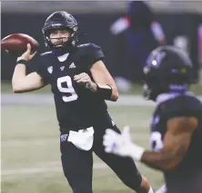  ?? JENNIFER BUCHANAN/ USA TODAY SPORTS ?? Washington QB Dylan Morris delivers a pass during last week's game against the Arizona Wildcats. The Huskies host Utah on Saturday with the game on Fox at 4:35 p.m.