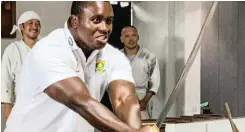  ??  ?? SPRINGBOK prop Trevor Nyakane, and his teammates, visited a sword-making factory in Gifu, Japan, yesterday.