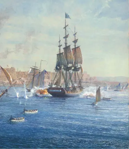  ??  ?? 2
The Attack on Tripoli, August 3, 1804, oil on linen, 279/16 x 47¼"