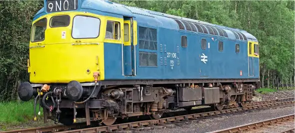  ??  ?? Eight Class 27s were saved for preservati­on, including No. 27050, which was photograph­ed on the Strathspey Railway on July 17, 2015 at Aviemore. It carried the number No. 27106 at the time, the locomotive being one of the 24 that were selected for Edinburgh-Glasgow push-pull operation in the early 1970s.