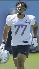  ?? Marcio Jose Sanchez Associated Press ?? OFFENSIVE LINEMAN Zion Johnson, drafted No. 17, has been a bright spot in practice for the Chargers.