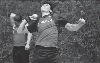  ?? Photo by Jerry Silberman / risportsph­oto.com ?? Lincoln’s Garrett Doyle (pictured) finished second in the shot put with a throw of 49-7 at Saturday’s Brian Moretti Invitation­al.