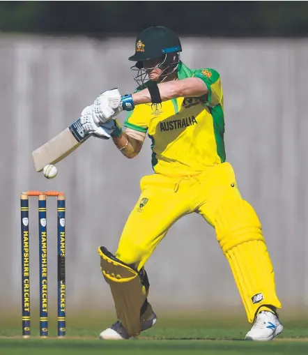  ?? Picture: GETTY IMAGES ?? Steve Smith bats during Australia’s one-day victory over the West Indies in Southampto­n, England.