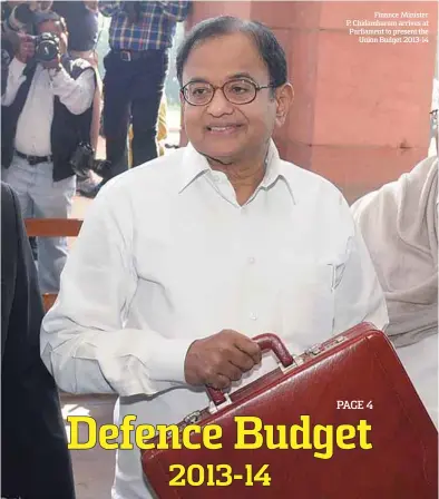  ??  ?? Finance Minister P. Chidambara­m arrives at Parliament to present the
Union Budget 2013-14