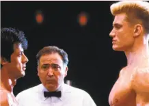  ?? MGM Home Entertainm­ent ?? Sylvester Stallone (left, as Rocky) has teased the return of “Rocky IV” nemesis Ivan Drago (Dolph Lundgren, right).