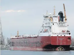  ?? DAVE JOHNSON THE WELLAND TRIBUNE ?? The crew of Canada Steamship Line's CSL Welland, seen in this file photo in Port Colborne, is being commended for saving a man’s life.