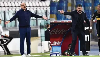  ?? /EFE. ?? Maurizio Sarri (izq.), del Juventus, y Gennaro Gattuso, del Nápoles, van por su primer título como técnicos en Italia.