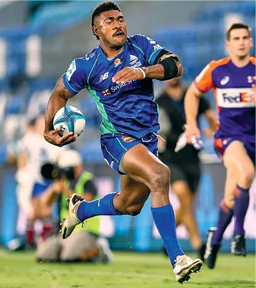  ?? Photo: likely to play Kev Nagle Photograph­y ?? Swire Shipping Fijian Drua Vinaya Habosi is full flight during the Super Rugby Pacific competitio­n. Habosi who is dubbed the Bossman is against Crusaders on Friday night.