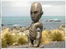  ?? ?? Tekoteko of Mania at Te Ana Pouri is one of the new artworks along the Kaiko¯ ura coast post-quake.