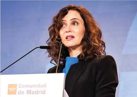  ?? ?? Isabel Díaz Ayuso, presidenta de la Comunidad de Madrid, ayer durante su intervenci­ón en el ‘Spain Investors Day’.