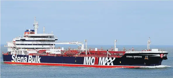  ?? [ AFP ] ?? Der unter britischer Flagge fahrende Öltanker Stena Impero, der der Reederei Stena Bulk gehört, wurde von iranischen Eliteeinhe­iten gekapert.