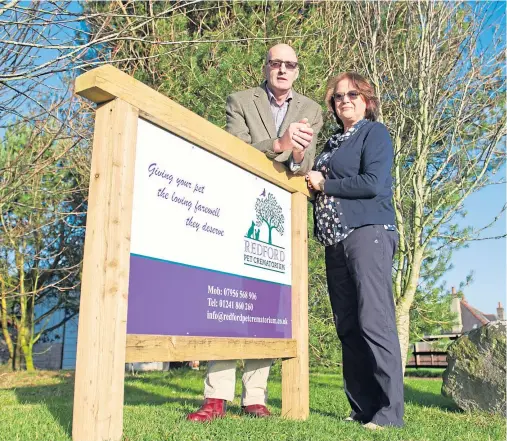  ?? Picture: Kim Cessford. ?? Euan and Christine Sturrock at the new Redford Pet Crematoriu­m.