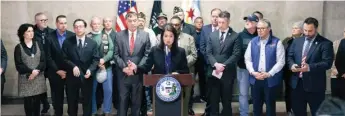  ?? ?? Ald. Silvana Tabares (23rd) was joined by other City Council members on Wednesday at a news conference at which they slammed Ald. Byron Sigcho-Lopez (25th) for attending a rally on Friday where a U.S. flag was burned.