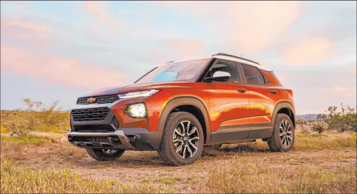  ?? Chevrolet ?? When it comes to design, Trailblaze­r takes the lead with a variety of attractive exterior styling options and a thoughtful­ly constructe­d, spacious interior.