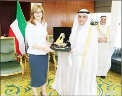  ?? KUNA photo ?? Kuwait’s Minister of Justice Faleh Al-Azeb and Bulgarian Minister of Foreign Affairs and Deputy Prime Minister for Judicial Reform Ekaterina Zakharieva discussed boosting judicial ties on Thursday. In a statement by the Ministry of Justice, Al-Azeb,...