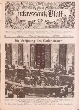 ?? [Österreich­ische Nationalbi­bliothek] ?? Die neue Verfassung: So berichtete die österreich­ische Wochenzeit­ung „Das interessan­te Blatt“1920.
