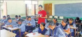  ?? PARAMPREET NARULA/HT ?? Navpreet Kumar,32, teaching at Government Middle School, Sirsari, on Friday.