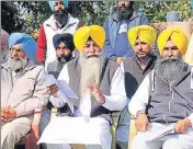  ?? SANJEEV KUMAR/HT ?? SAD (Amritsar) leaders during a press conference in Bathinda on Friday.