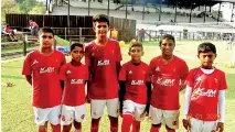  ??  ?? Under-14 players: Mohammed Umar, M.A.M Aashif, M.F. Basith, M.A.M Shaheen, M.M.M. Shimar and Yoosuf Azwath