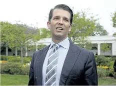  ?? THE ASSOCIATED PRESS FILES ?? Donald Trump Jr., the son of U.S. President Donald Trump, was interviewe­d in private by congressio­nal staff in connection with a meeting with a Russian lawyer during the presidenti­al campaign.