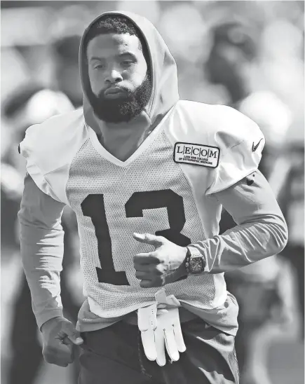  ?? KEN BLAZE/USA TODAY SPORTS ?? Odell Beckham Jr. says of his leadership role with the Browns: “It’s fair to say I’m older, deeper in my career. I know my place. I know I’m looked at. They want me to go first in line.”