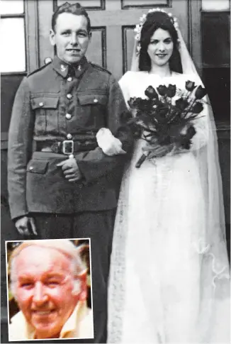  ??  ?? Wedding: Bernard and Rosaleen Bannon in 1941 Inset: Mr Bannon in later life