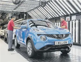  ??  ?? The millionth Juke on the Nissan production line.