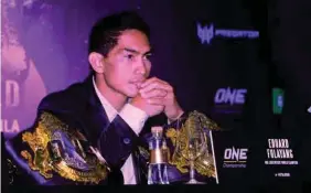  ?? PETER BALTAZAR ?? TOP MAN! Kumpiyansa si Edward Folayang na maidedepen­sa ang ONE FC title sa main event ng Legends of World.