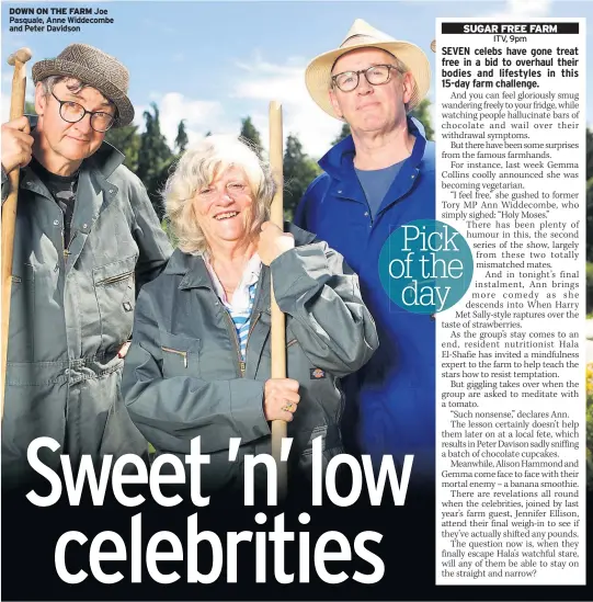  ??  ?? DOWN ON THE FARM Joe Pasquale, Anne Widdecombe and Peter Davidson