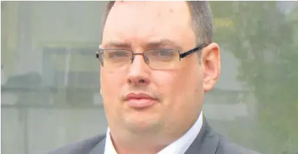  ??  ?? > Thomas Sinclair, owner and editor of the Ceredigion Herald, outside Haverfordw­est Magistrate­s’ Court